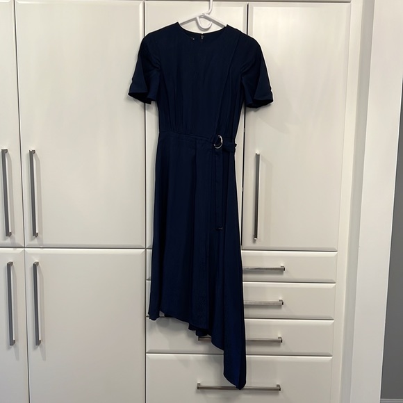 ✨TED BAKER✨ Marniee Asymmetrical D-Ring Belted Waist Midi Dress - Navy Blue - Picture 2 of 10